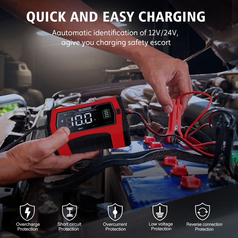 Lifepo4 Battery Charger Smart Automatic - Charge automatique 10A pour Batteries au
