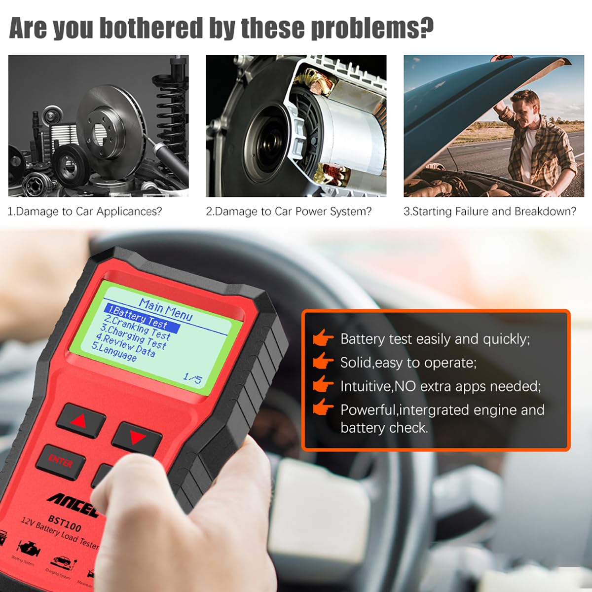 Car Battery Load Tester Digital Cranking - Testeur de batterie de voiture numérique