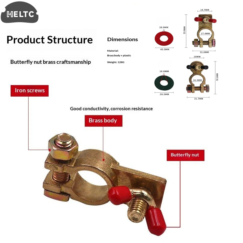 Battery Terminal Clamps Quick Release Brass - 1 ensemble de connecteurs à pinces