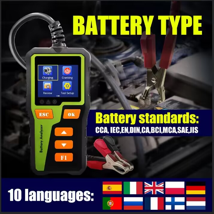 Car Battery Load Tester Digital Cranking - Testeur de batterie de voiture 12V,