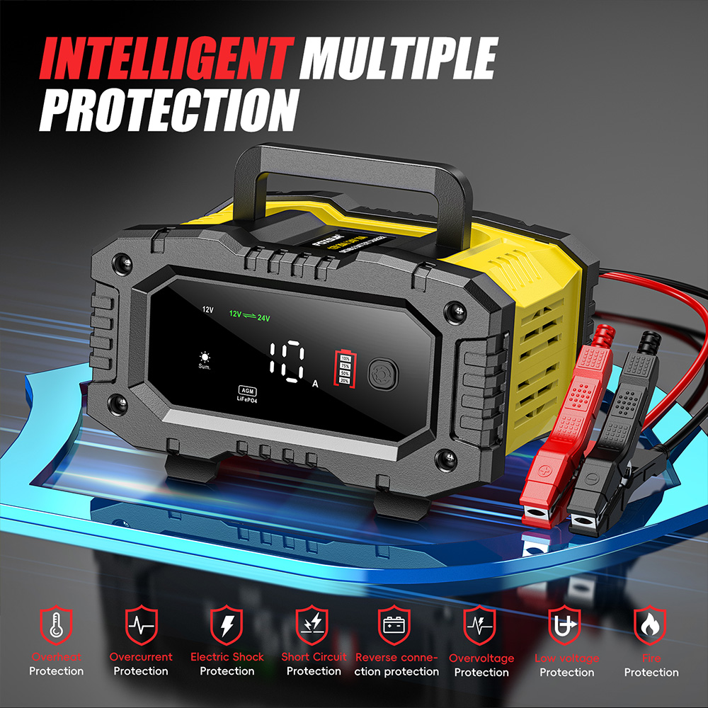 FOXSUR 12V 24V voiture moto ca - Lifepo4 Battery Charger Smart Automatic avis et prix