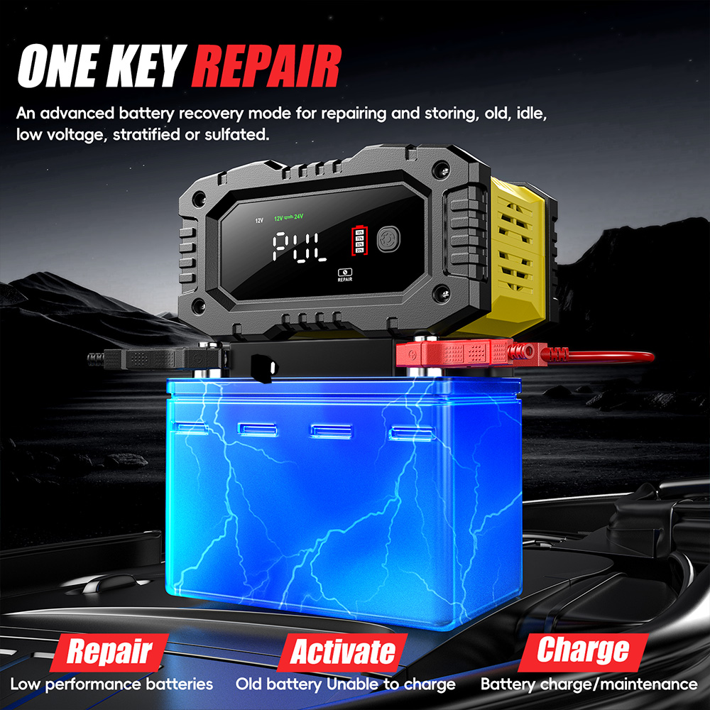 FOXSUR 12V 24V voiture moto ca - Lifepo4 Battery Charger Smart Automatic avis et prix