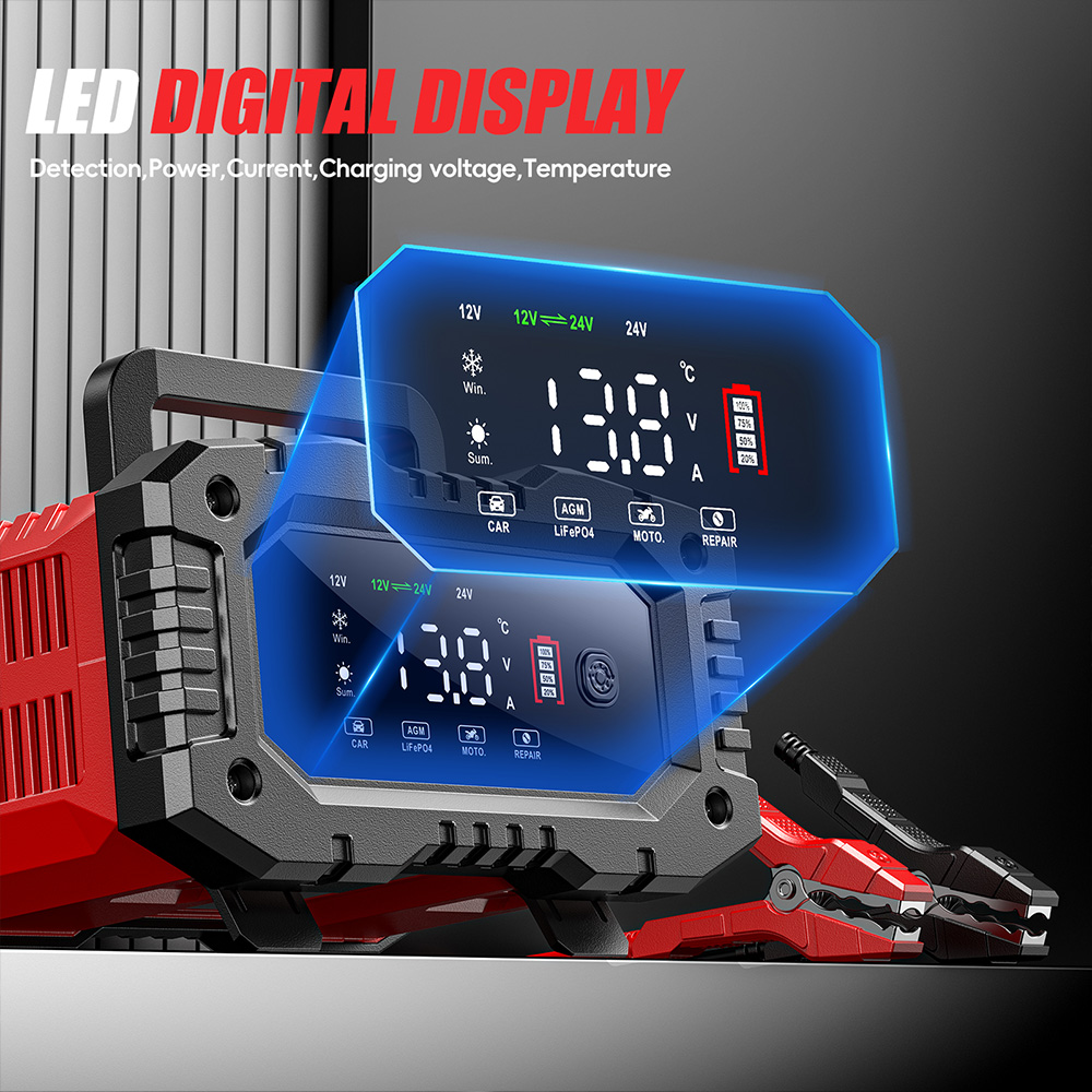 Chargeur de batterie automatiq - Smart Car Battery Charger 12V 24V 20A avis et prix