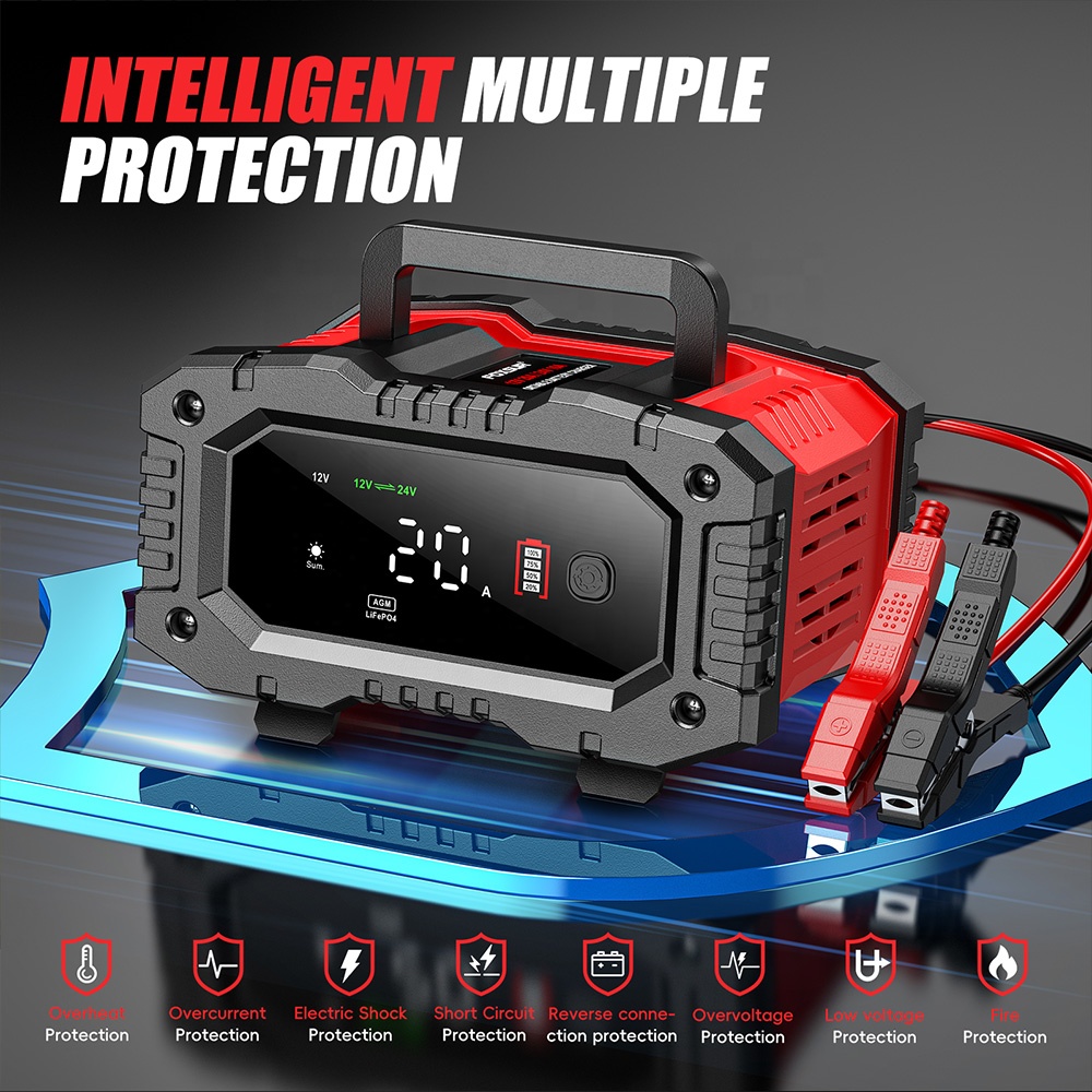 Chargeur de batterie de voitur - Smart Car Battery Charger 12V 24V 20A avis et prix
