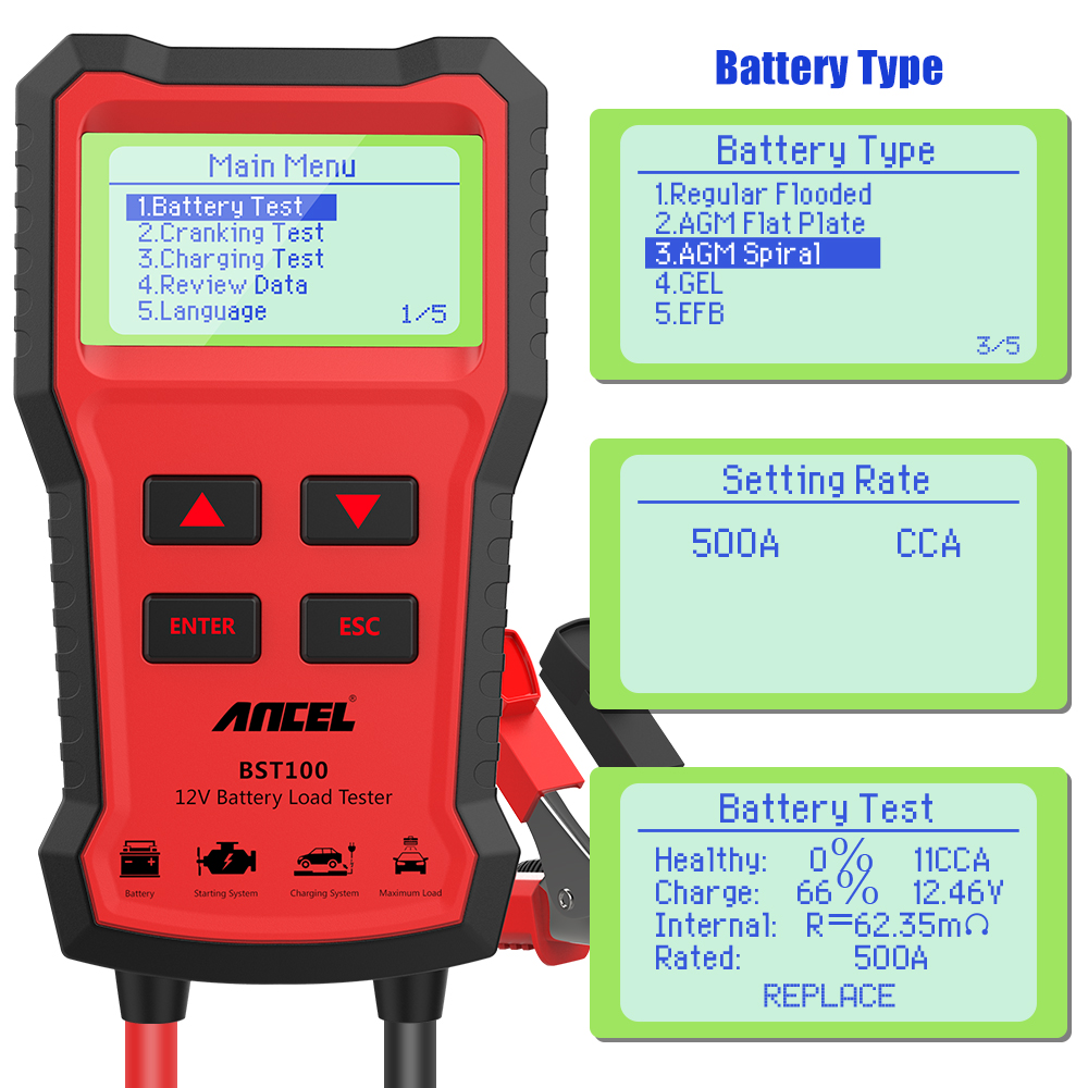 HOT ANCEL BST100 Testeur de ba - Car Battery Load Tester Digital Cranking avis et prix