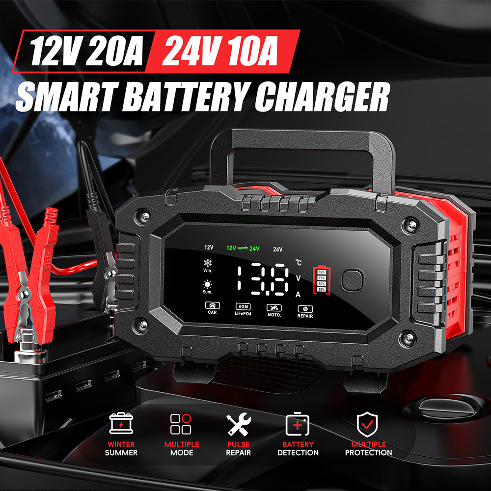 Chargeur de batterie intellige - Smart Car Battery Charger 12V 24V 20A avis et prix