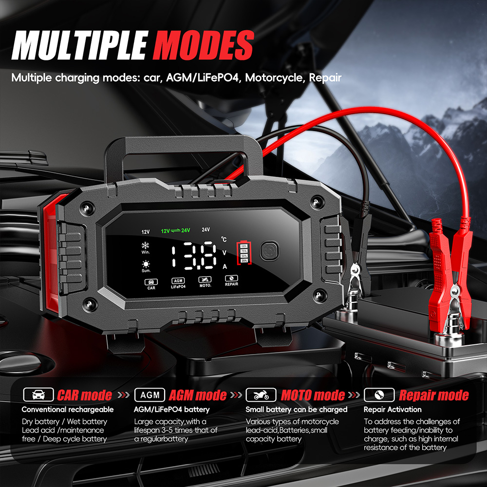 Chargeur de batterie intellige - Smart Car Battery Charger 12V 24V 20A avis et prix